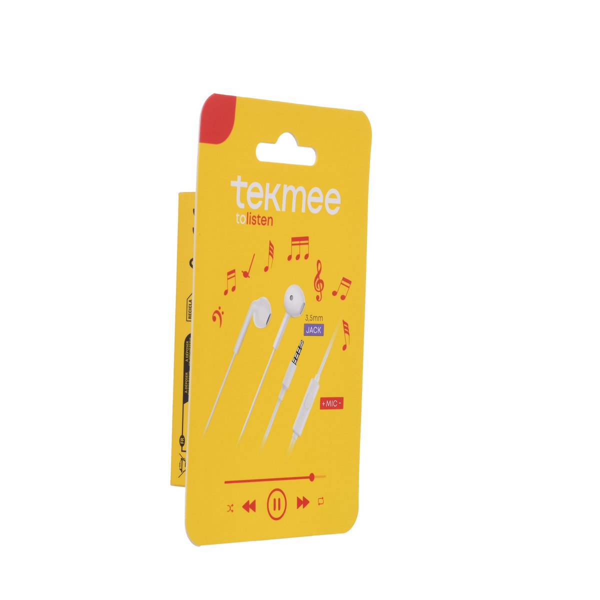 3.5mm Jack Stereo Earphones with Mic Tekmee – White