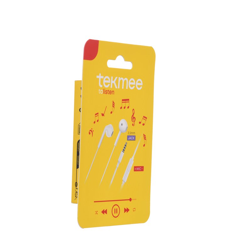 3.5mm Jack Stereo Earphones with Mic Tekmee – White