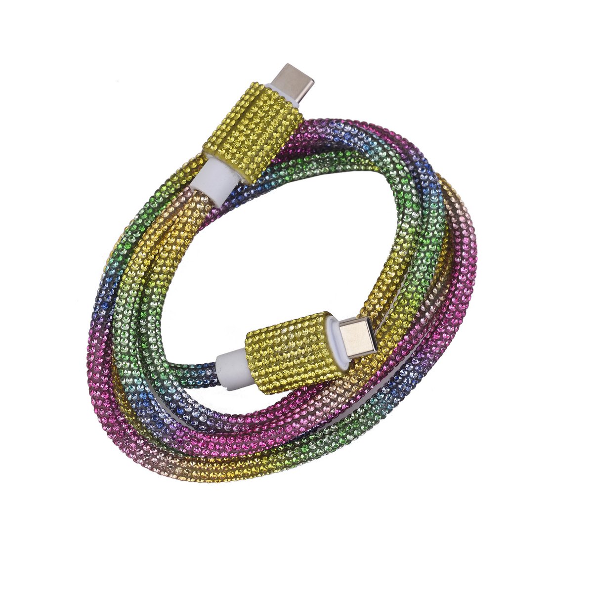 Typ-C 1m-Kabel im Regenbogen-Strass-Stern-40W