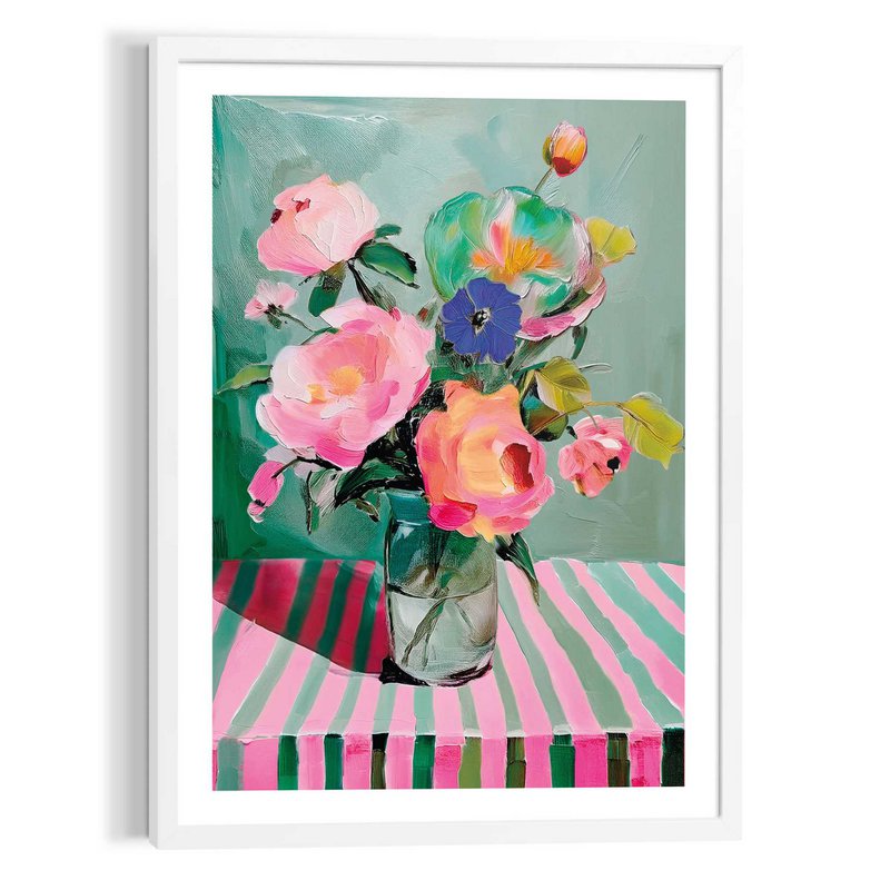 Maleri Kunstramme Blomster på bordet 70x50