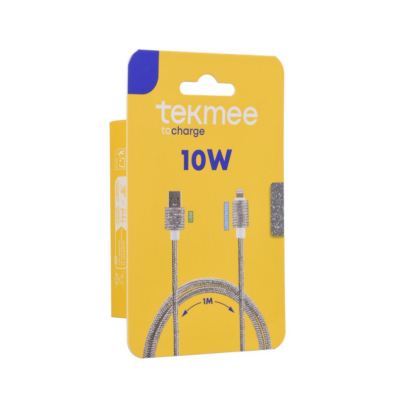 Câble USB à Lightning 1M en Strass Argenté - 10W