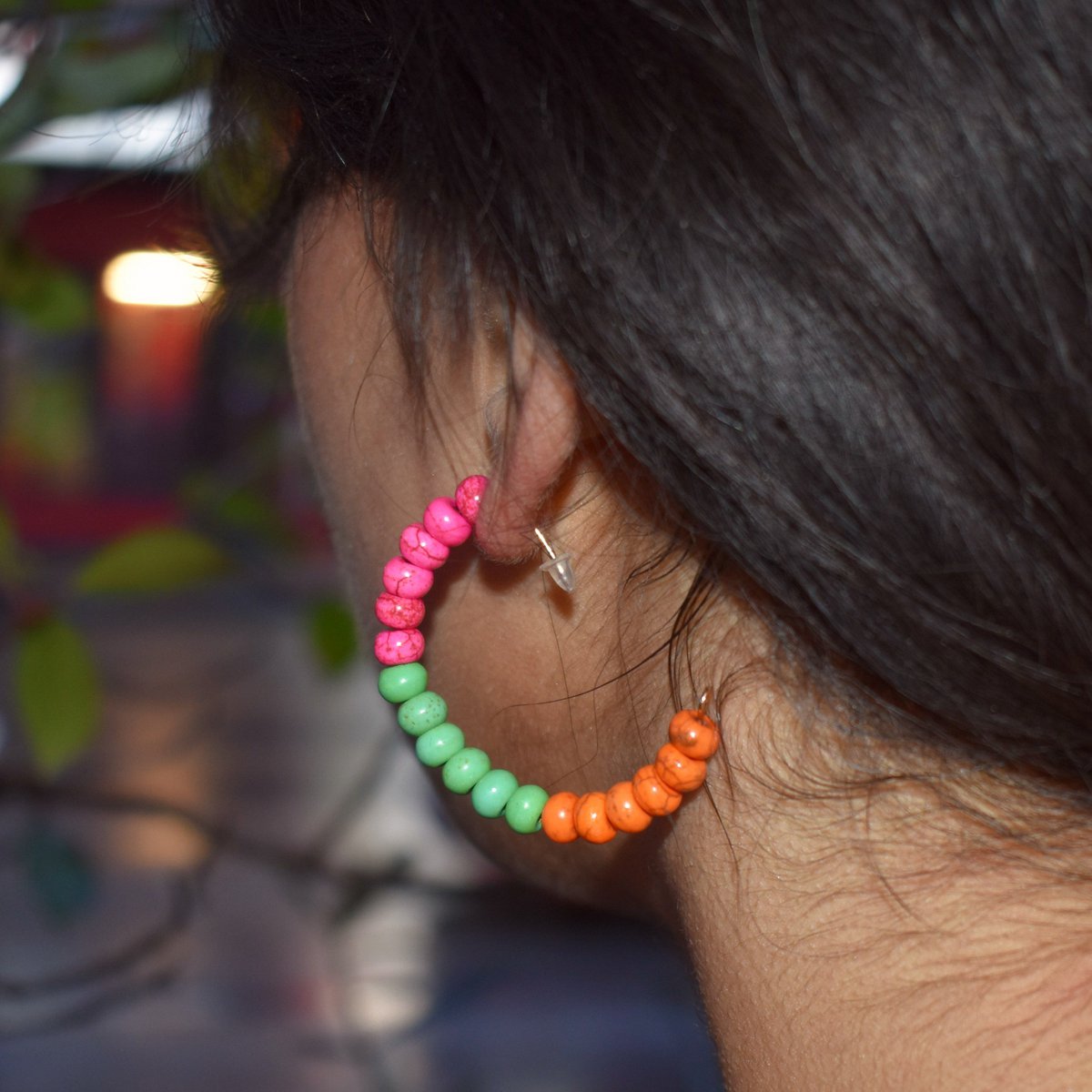 Orecchini a cerchio con perline colorate del festival di carnevale, orecchini a cerchio festivi, cerchi con perline, accessori alla moda per festival | di lovebynlanla