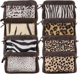 Telefontasche dunkelbraunes Leder mit Tierdruck dunkelbrauner Damenbeutel kleiner Crossbody