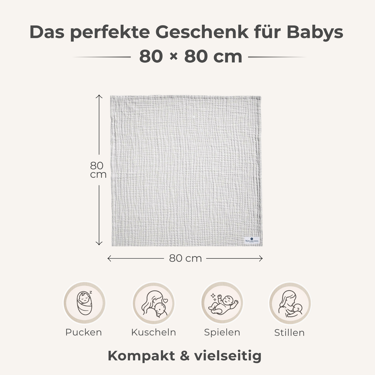 Grey 4 in 1 Muslin Baby Blanket