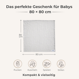 Grey 4 in 1 Muslin Baby Blanket