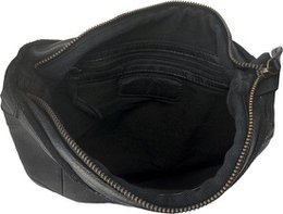 Ruime buffelleren schoudertas – Zwarte leren handtas voor dames