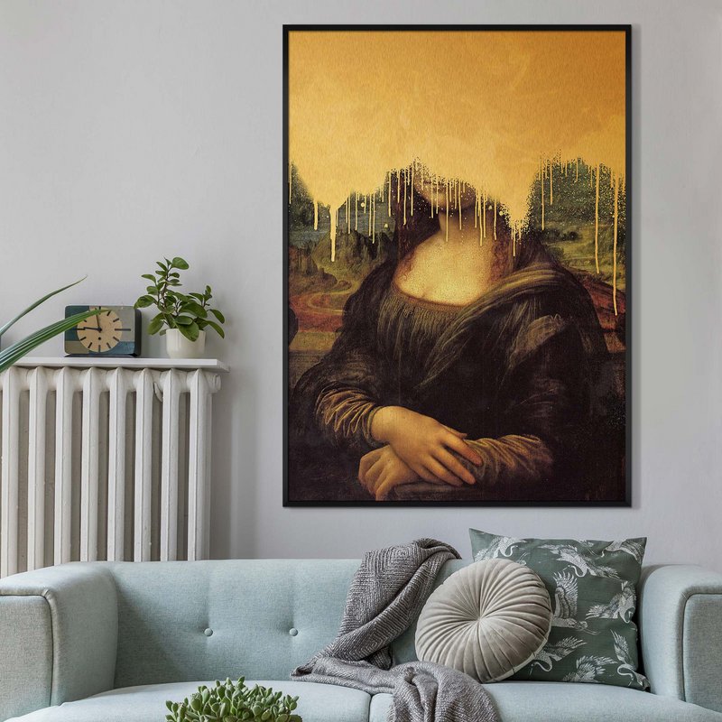 Drippy Mona Lisa Guld Graffiti Print