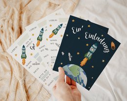 Invitation cards for children's birthdays in space
