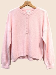 Pull col boutonné manches ballon en alpaga