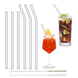 3x 23cm (Gebogen) + 3x 20cm (Gerade) Glasstrohhalme