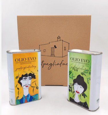 JUST PUGLIA FACTORY EVO Monocultivar & Blend Art Collection - Tin 500 ml (pakke med 2)