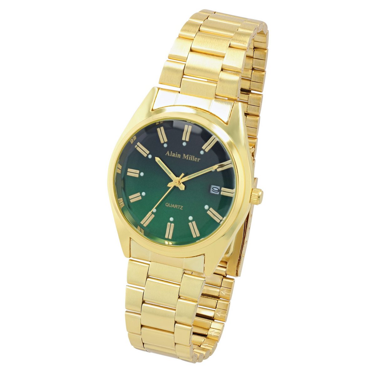 Alain Miller unisex watch with metal strap, Ø 36.5 mm, gold/green