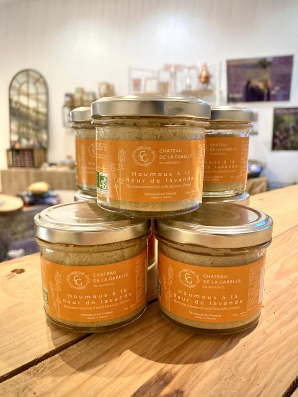 Hummus with organic lavender flower