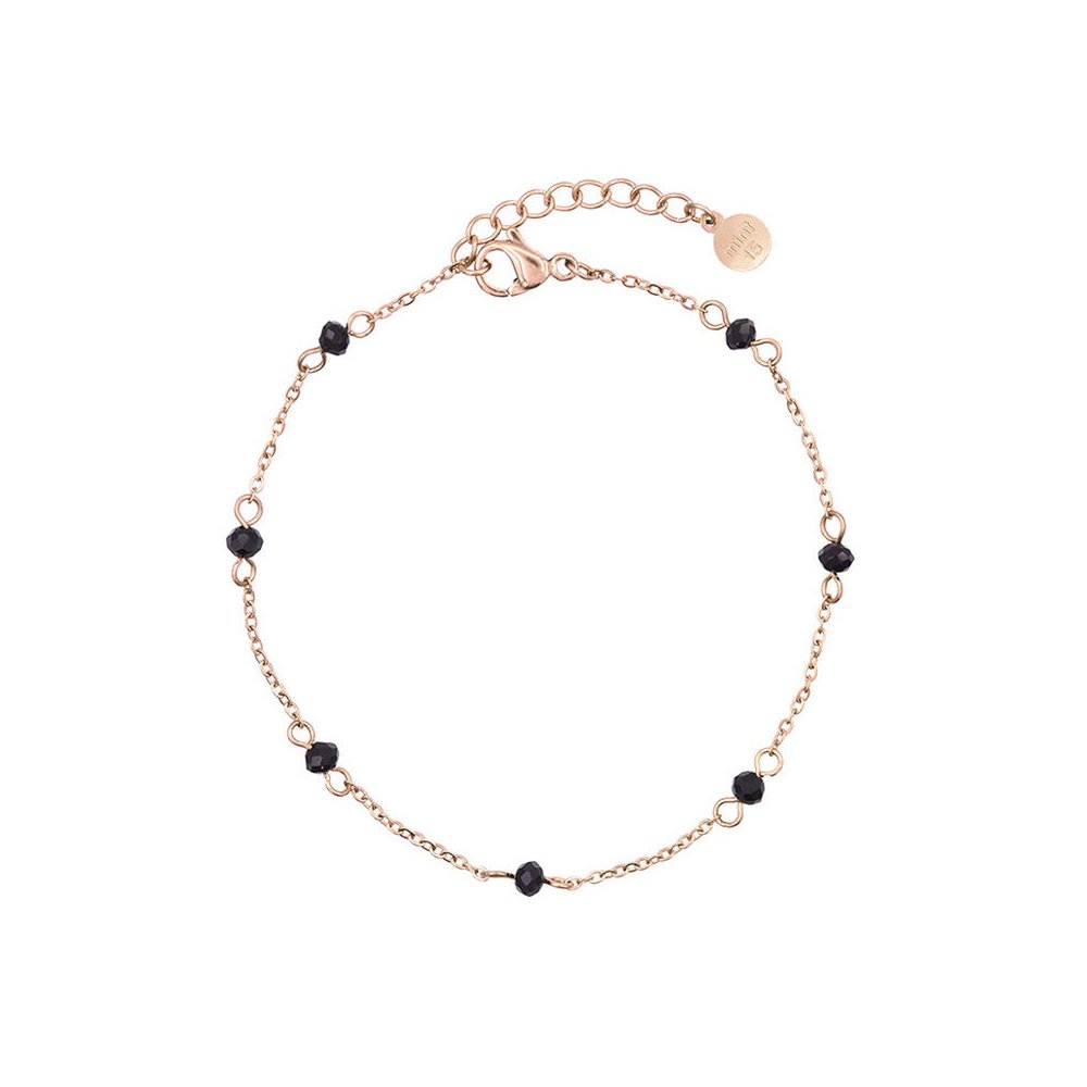 Little Chain & Dots Bracelet - Black - Rose Gold