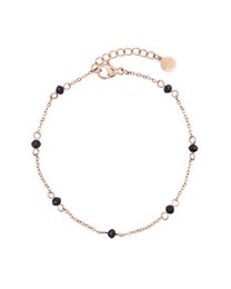 Bracciale a catena piccola e puntini - Nero - Oro rosa