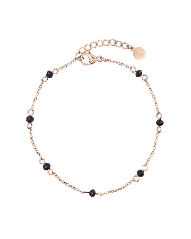 Little Chain & Dots Bracelet - Black - Rose Gold
