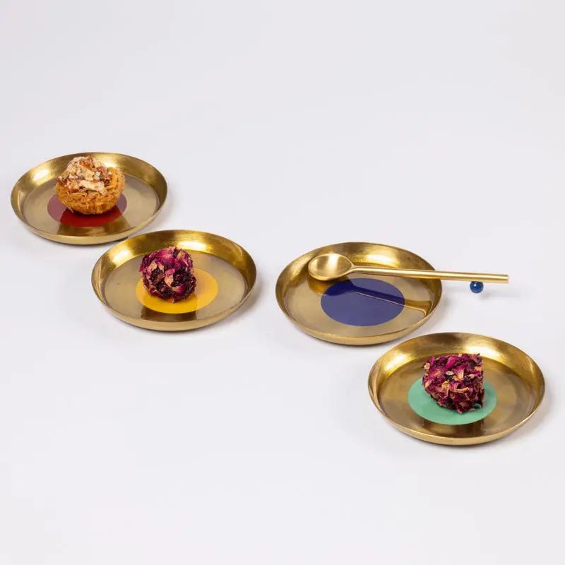Onderzetters | Cirque handgemaakt emaille goud | Set van 4