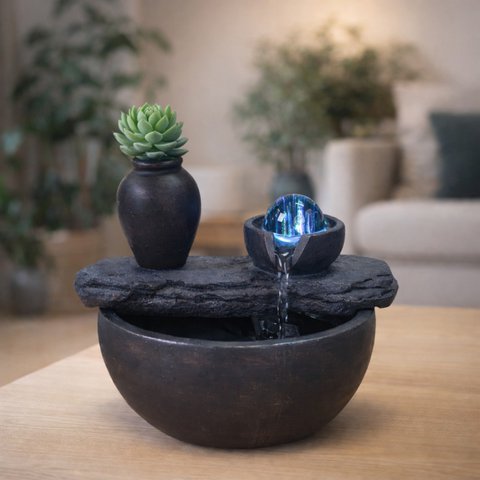Binnenfontein – silica – zen- en ontspannende decoratie – cadeau-idee – kleurrijk ledlicht