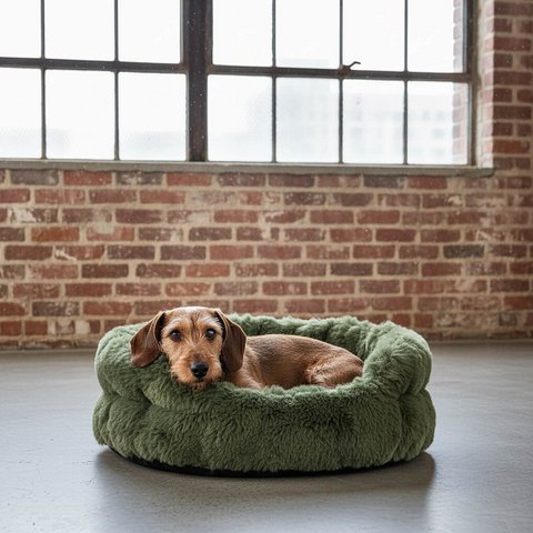 Hundekörbchen Nomi Kunstfell forest green