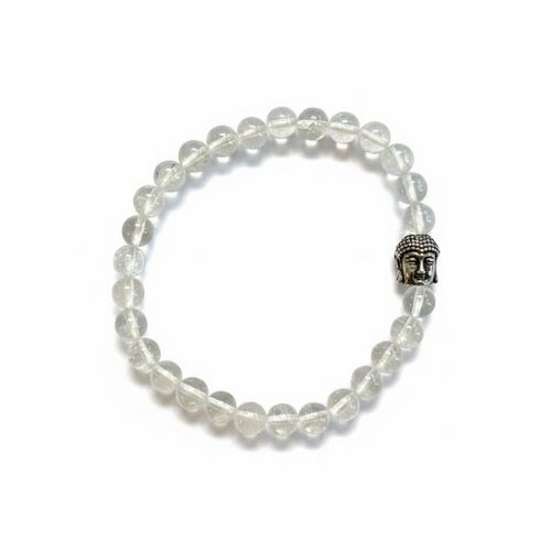 Ladies Bracelet Rock crystal 6 mm with Buddha Kraal