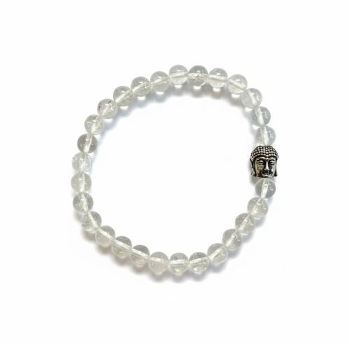 Ladies Bracelet Rock crystal 6 mm with Buddha Kraal