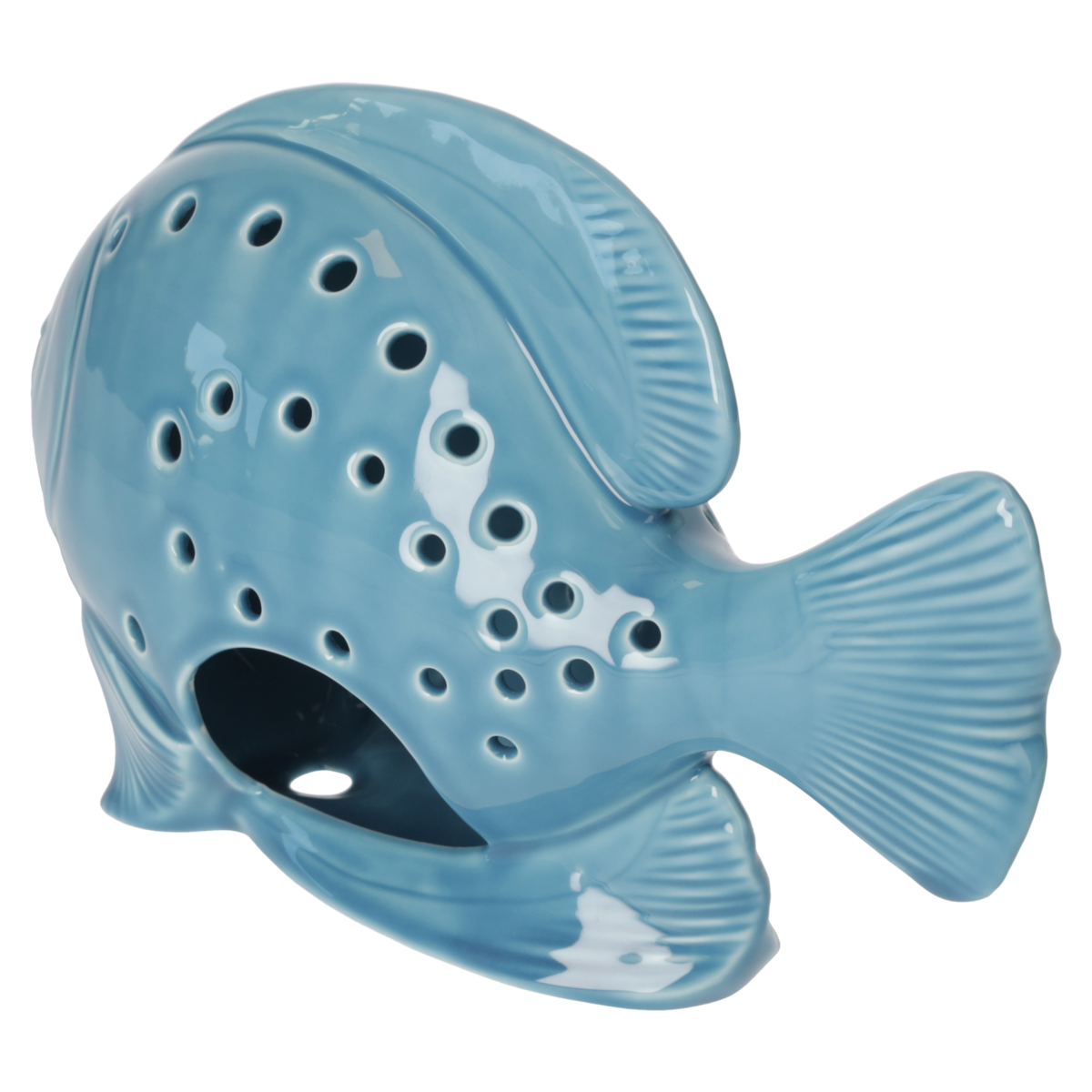 Turquoise fish candle holder h 17x27x10 cm