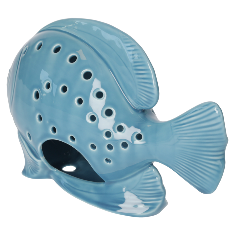 Turquoise fish candle holder h 17x27x10 cm