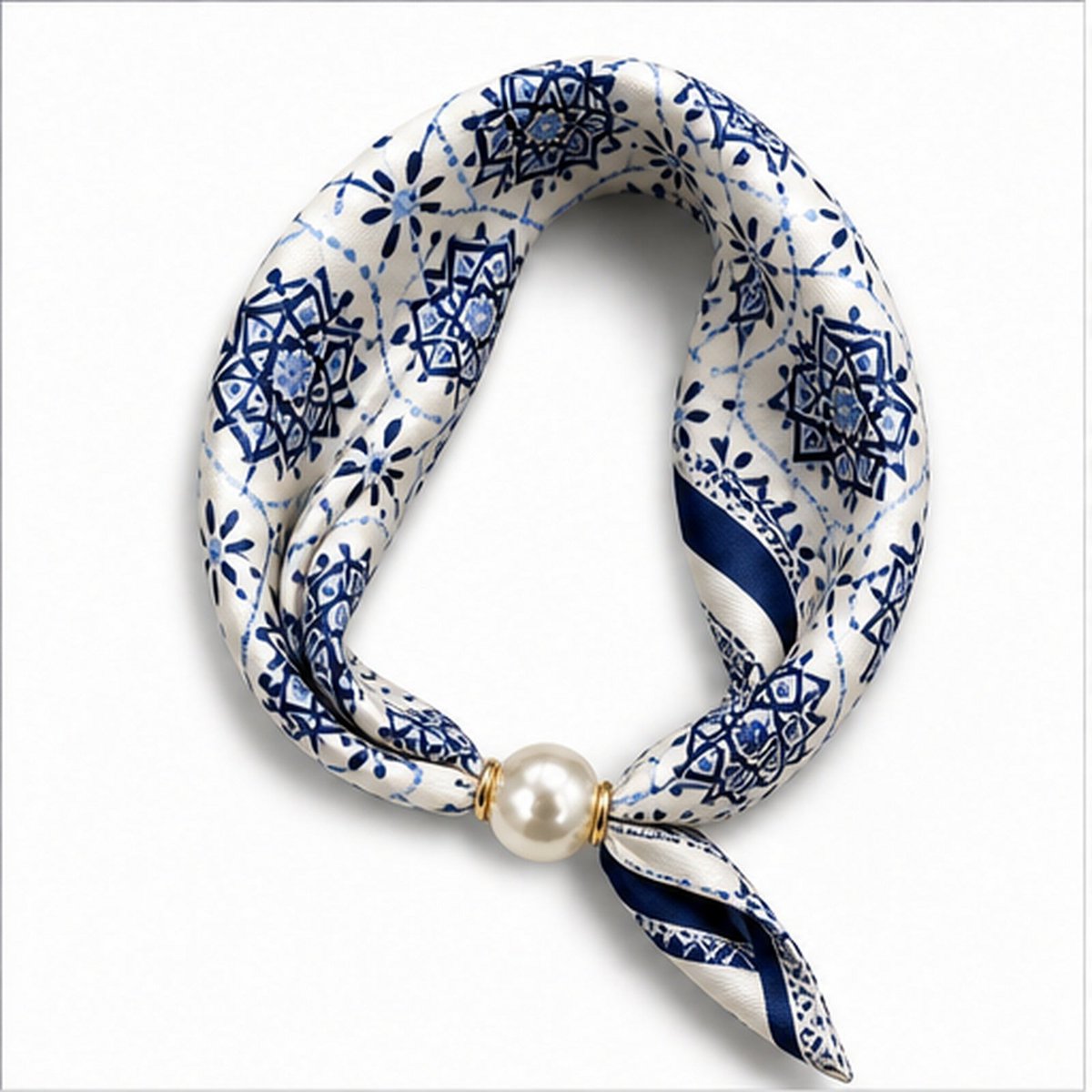 Blauw Wit Ornamentprint One Size