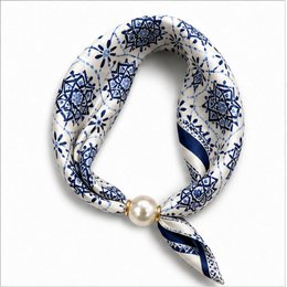 Blauw Wit Ornamentprint One Size