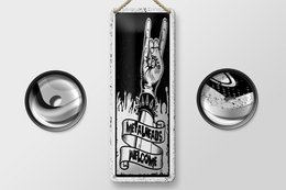 Blechschild Spruch 27x10 cm Metalheads welcome Stachelarmband Deko Schild