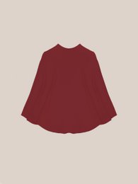  Burgundy occasion cape with long sleeves and flared silhouette, suitable for formal or special events.