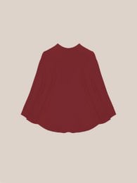 Burgundy occasion cape with long sleeves and flared silhouette, suitable for formal or special events.