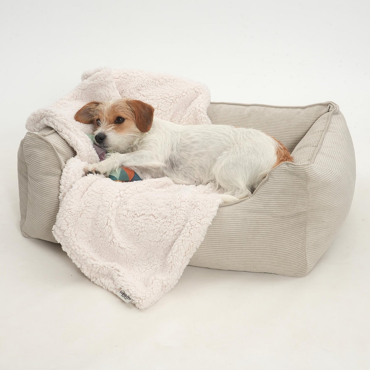 Hundebett Box Bett Chelsea Cord gravel