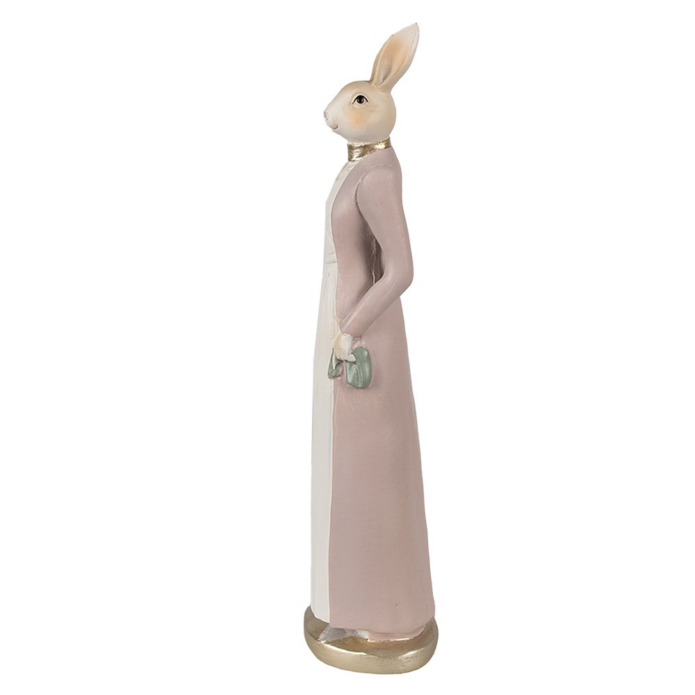 Beeld Konijn 28 cm Beige Roze Polyresin Paasdecoratie