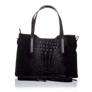 Florence Artegiani. Fiesole Woman tote bag. Genuine Leather Suede Crocodile Engraving