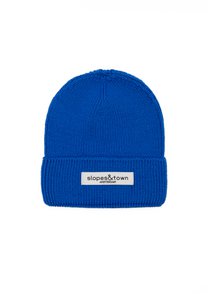 Kinderen merino wollen beanie elektrisch blauw