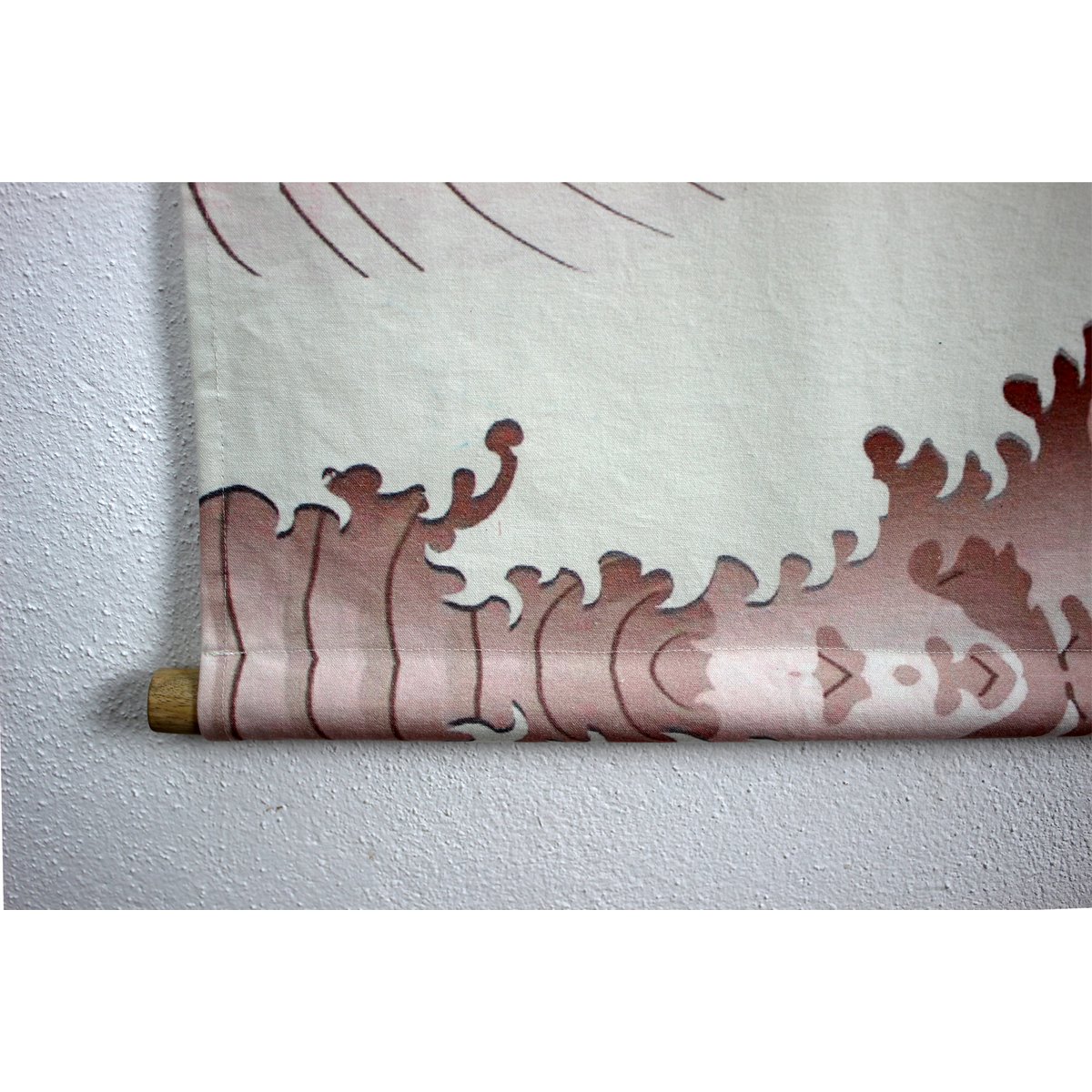 Wall hanging wave & cranes fabric 90x130 cm blue cotton