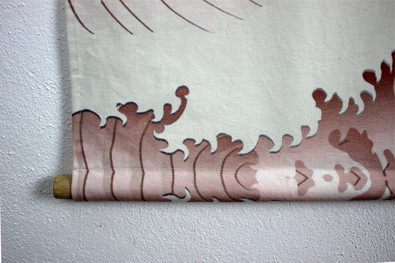 Vægophæng bølge- og kranstof 90x130 cm blåt bomuld