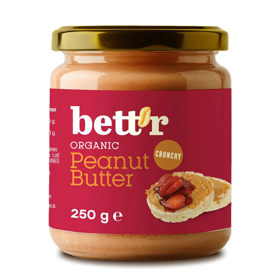 Peanut Butter, Crunchy, organic, Bett'r, 250g