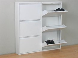 Naturn Living Metal shoe cabinet 6 - doors - set of 2 | 108 x 103 x 17 cm | Functional and compact shoe cabinet for stylish storage of your shoe collection | Shoe rack | Matte white