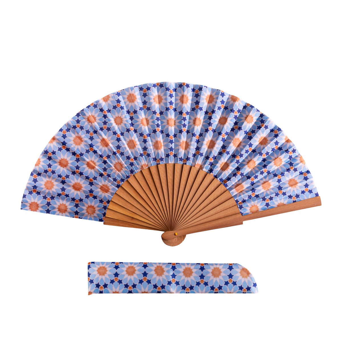 Andalusi Star Medallion Satin Hand Fan Nazira 23 cm