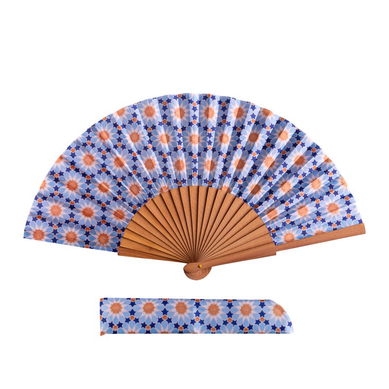 Andalusi Star Medallion Satin Hand Fan Nazira 23 cm