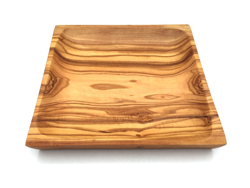 Piatto 20 x 20 cm Piatto da portata quadrato in legno di ulivo