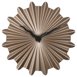  Silent wall clock, 40cm, metal, sun flower shape, brown gold, modern design, decorative timepiece