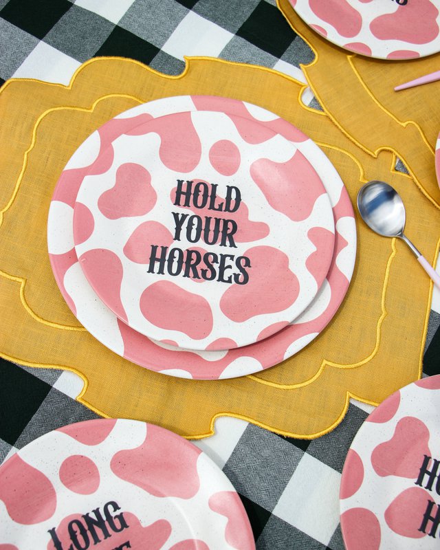 Dessertplade "Hold dine heste" Cowgirl -æraen