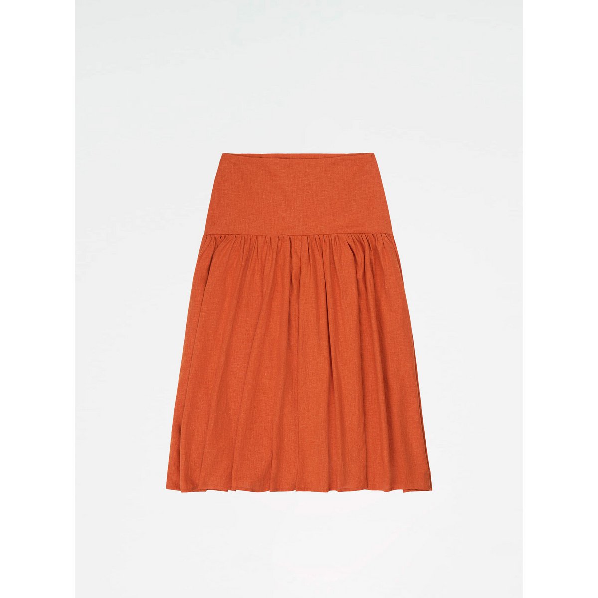 Leo terracotta linned midi-nederdel