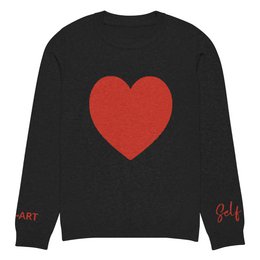 Heart - Gebreide trui met ronde hals ZWART