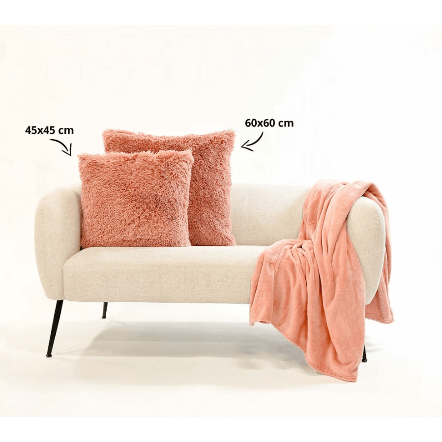Dutch Decor FLUFFY - Decorative cushion 60x60 cm - Super soft - XL cushion - Muted Clay - Pink