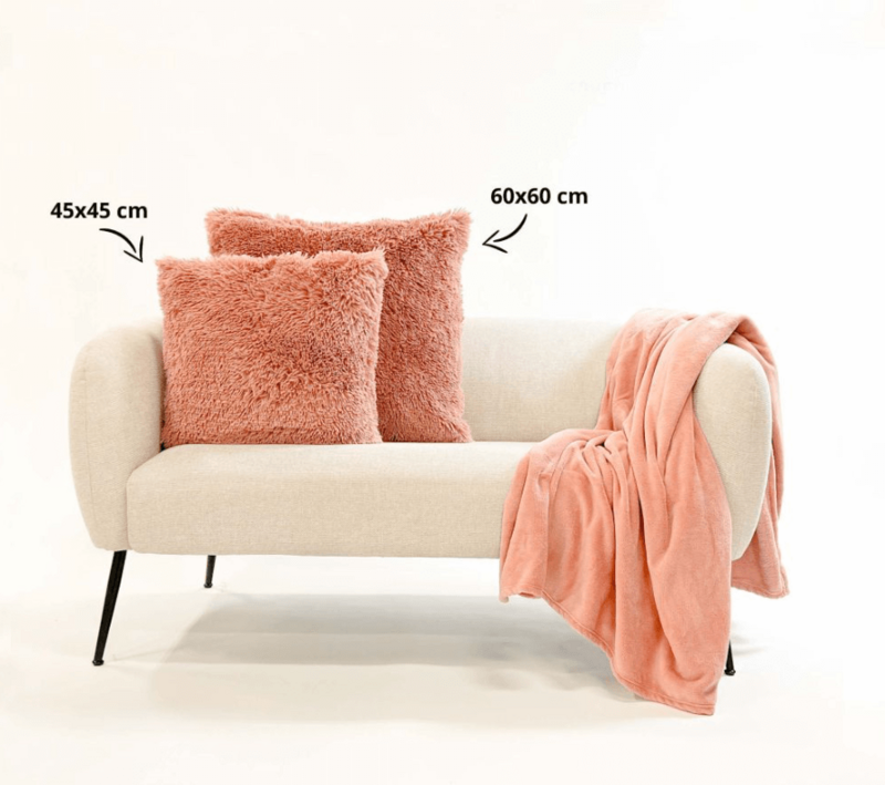 Dutch Decor FLUFFY - Decorative cushion 60x60 cm - Super soft - XL cushion - Muted Clay - Pink