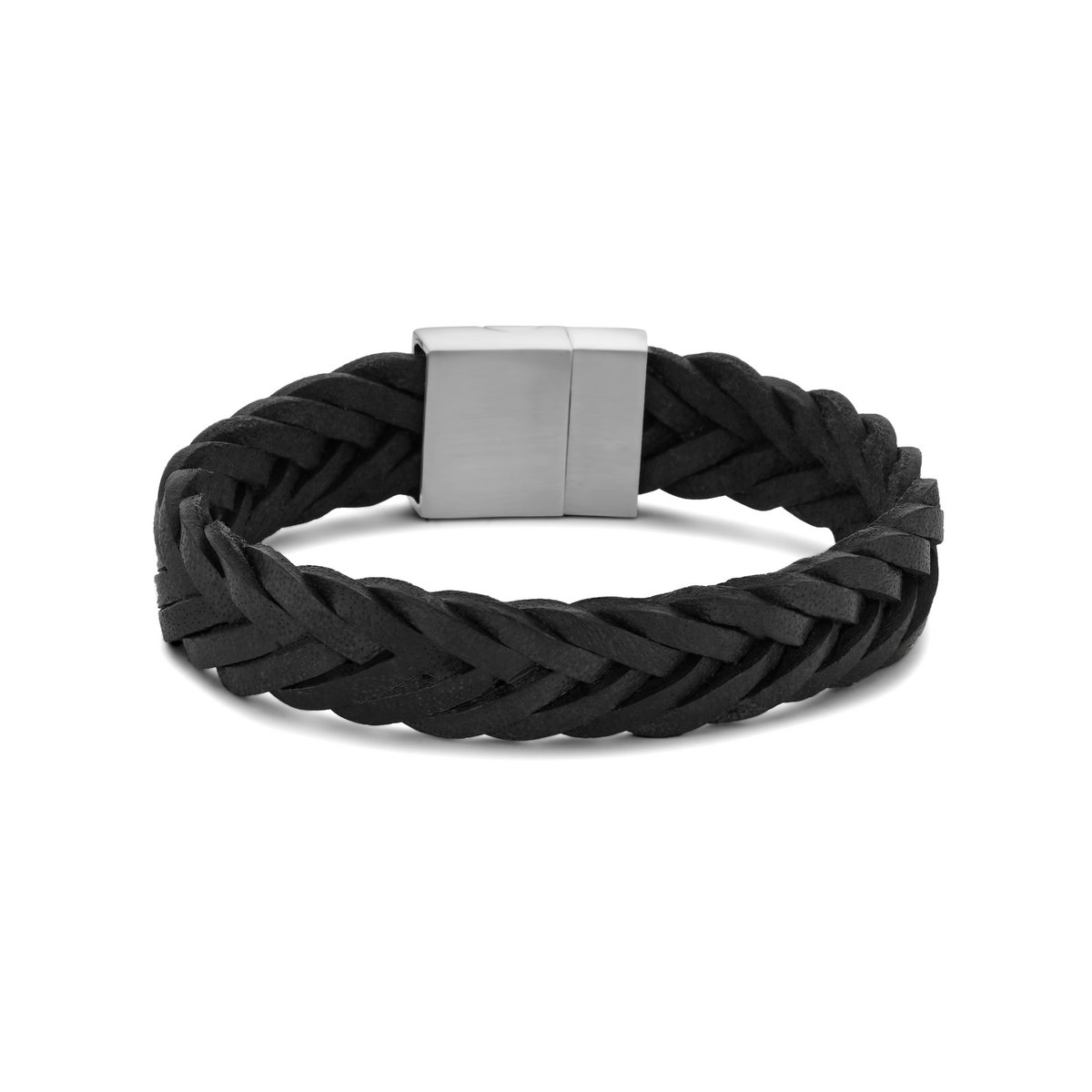 Frank 1967 7FB-0650-21 - Gevlochten leren armband - Zwart - 21cm